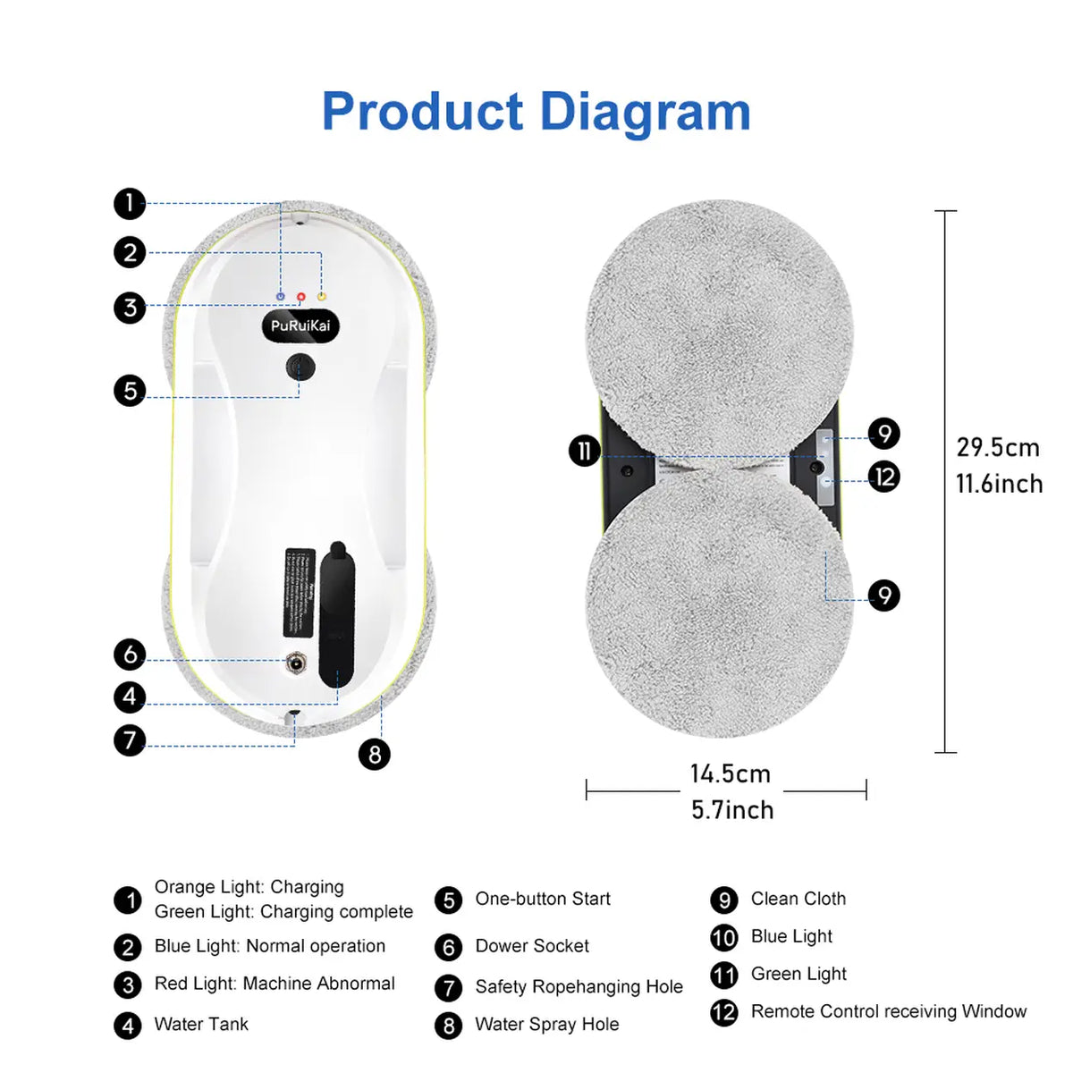 PuRuiKai Household window automatic water spray cleaning robot vacuum cleaner remote control electric window wiper household glass wiper