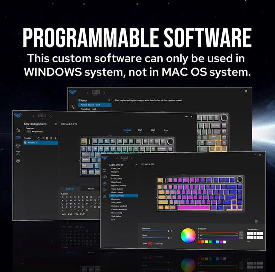 AULA F75 - Draadloze Gaming Toetsenbord - Mechanisch - Gasket - Hot Swap - QWERTY Toetsenborden - Tri mode - 80 Keys - Donder zwart