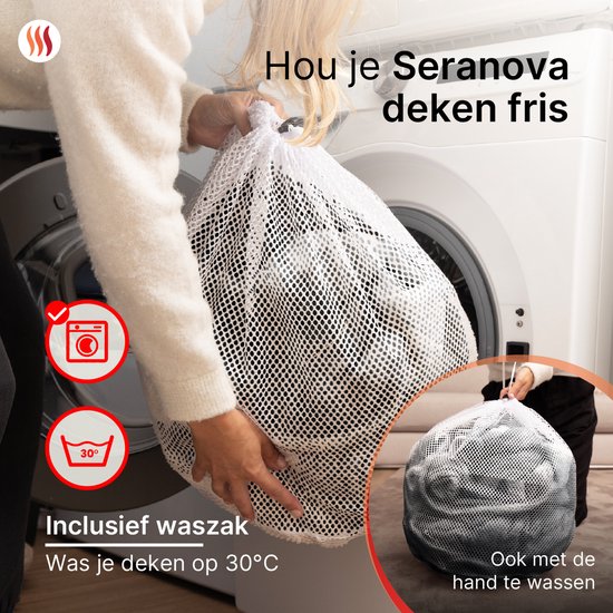 Seranova Elektrische Deken XXL - 180x160 cm - 2 persoons Bovendeken - Warmtedeken - Dubbelzijdig - Fleece Sherpa - Antraciet Grijs