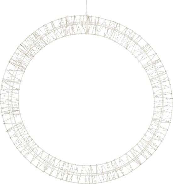 Luca Lighting Kerstverlichting Cirkel met Warm Witte LED Lampjes - Ø56 cm - Metaal - Wit