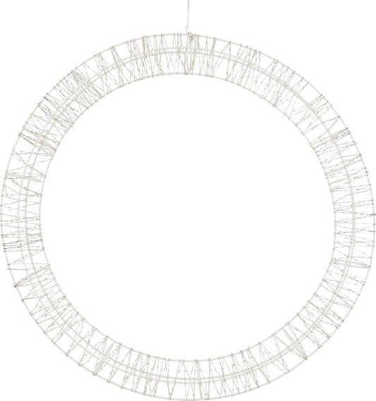 Luca Lighting Kerstverlichting Cirkel met Warm Witte LED Lampjes - Ø56 cm - Metaal - Wit