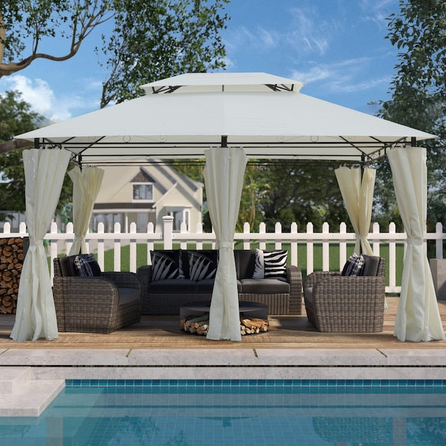 Kahomvis Paviljoen 13 x 10 ft – Waterafstotend – Dubbel Dak – Met Afneembare Zijwanden