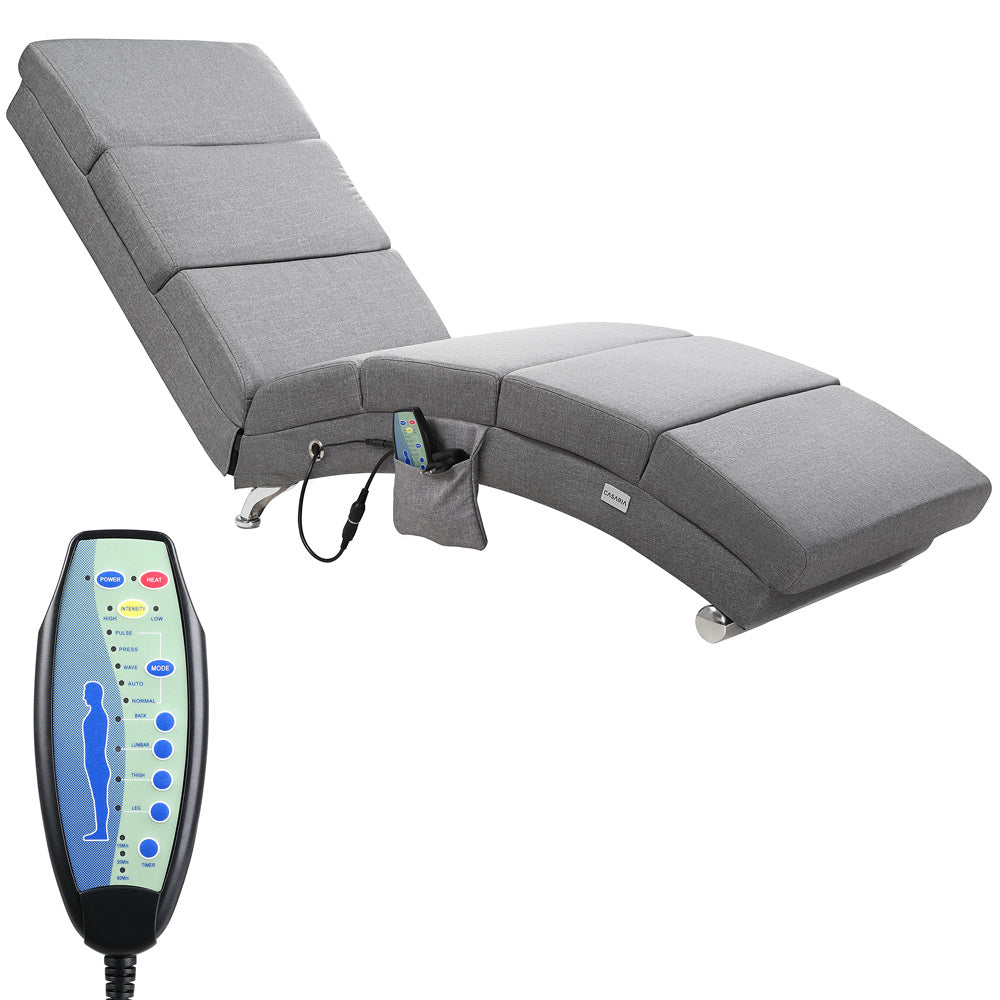 Casaria Relaxfauteuil - Massage en Verwarmingsfunctie - Grijs