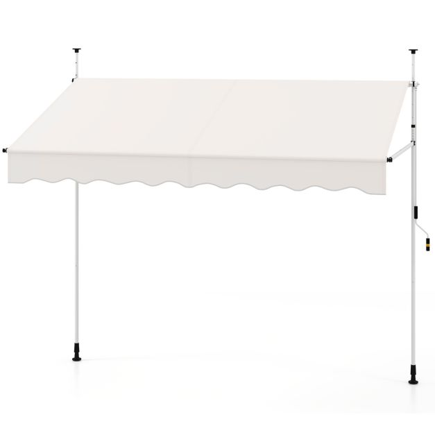 Coast Klemzonwering Wit – Balkonzonwering Zonder Boren met Handkurbel – 250 x 120/150 x 210-300 cm
