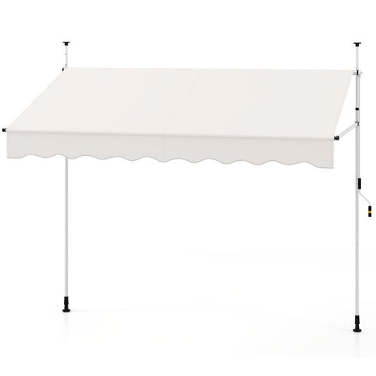 Coast Klemzonwering Wit – Balkonzonwering Zonder Boren met Handkurbel – 250 x 120/150 x 210-300 cm