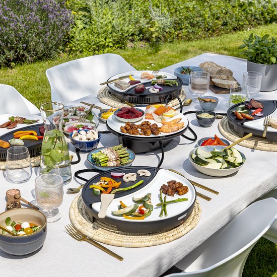 Princess Dinner4All 103080 - Gourmetstel - Grill & Bakplaat - Extra lang 2 meter snoer - 4 personen - Vaatwasserbestendig - PFAS-vrij - Uitbreidingsset beschikbaar