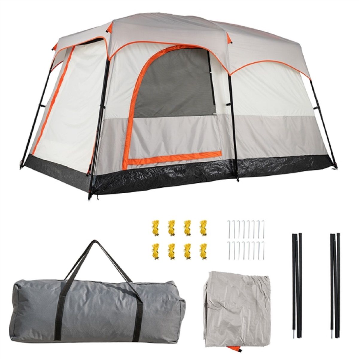 Coast Kampeertent voor 6 personen - 2 kamers met scheidingswand - regenhoes en gaasramen - grijs