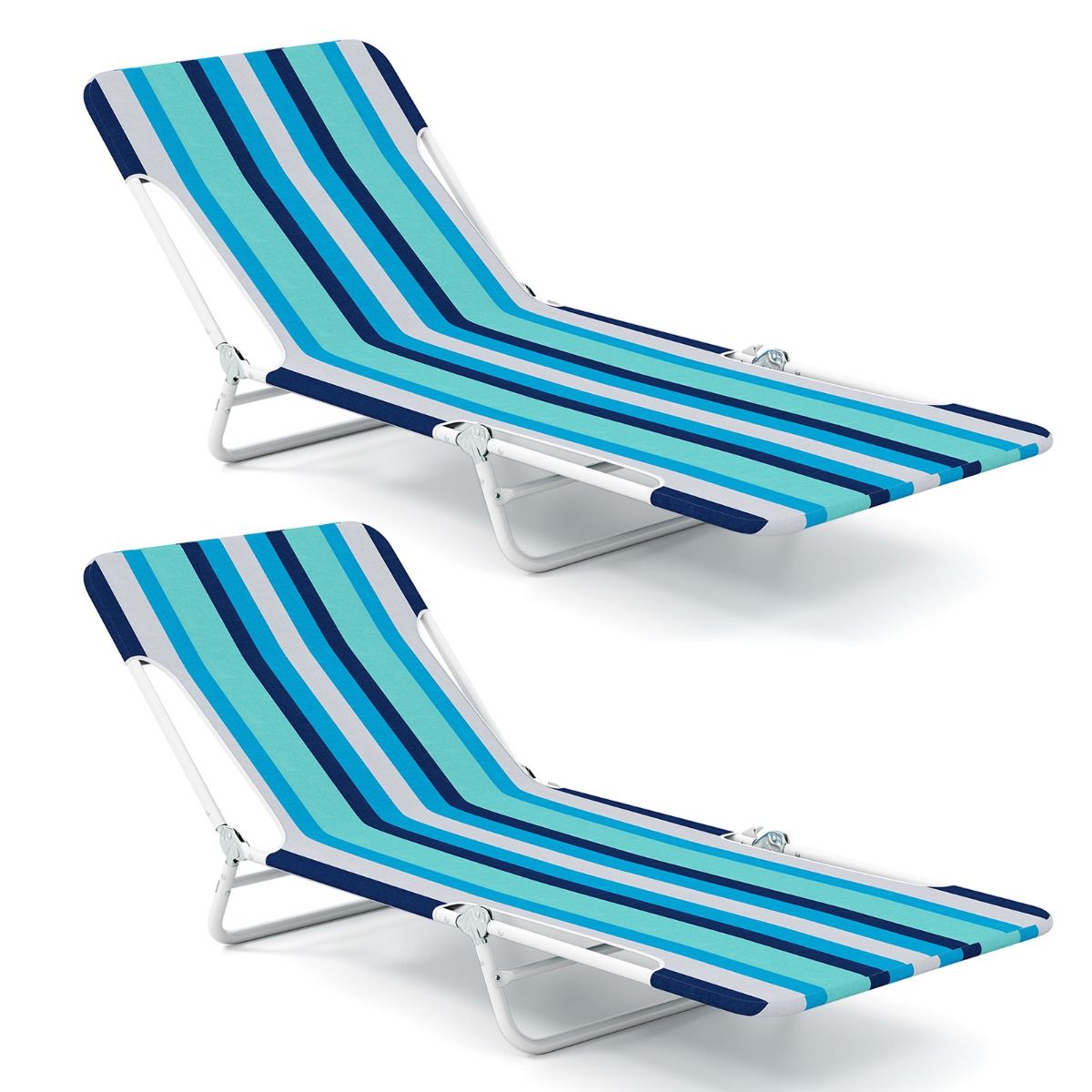 Coast Opvouwbare Ligstoel 2-Delig - 5 Standen Verstelbaar - Marineblauw - 186x55x30 cm