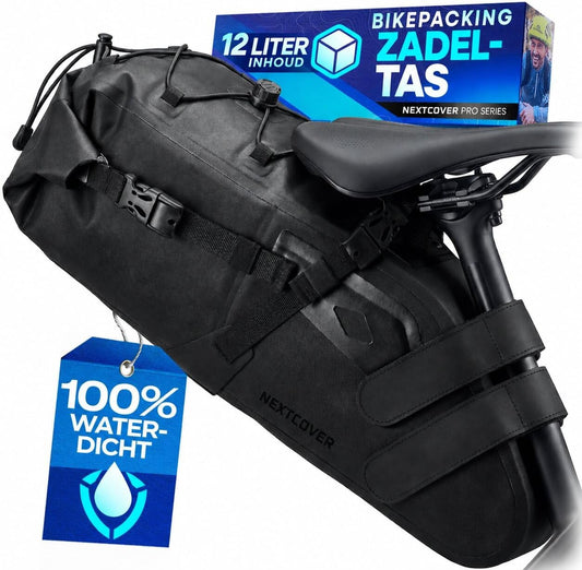 Nextcover Bikepacking Frametas - 38 cm - Zwart - 3 Liter - 100% Waterdicht TPU - Fiets Frametas voor Gravelbike, Racefiets & MTB
