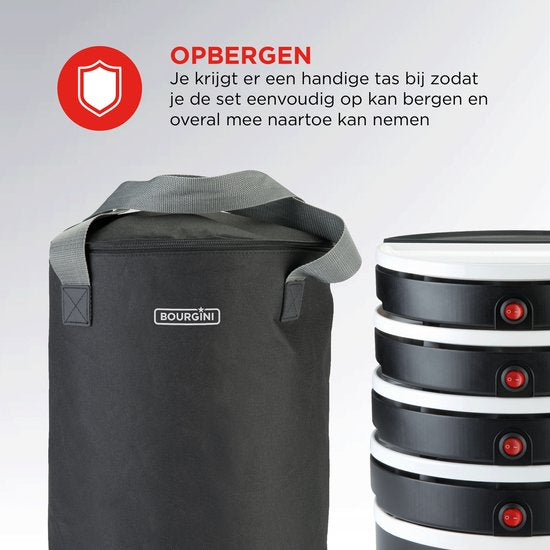 Bourgini Chef's Dinner Party Gourmetstel – 4-5 Personen – Bakplaat – Volledig Vaatwasserbestendig – Inclusief Opbergtas