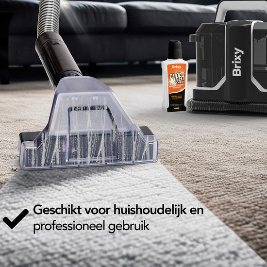 Brixy Professionele Tapijtreiniger - Vlekkenreiniger - 2 Borstels - Krachtig En Draagbaar - Bank Reiniger - Meubelreiniger - Zetelreiniger - 750W - Incl. Reinigingsmiddel