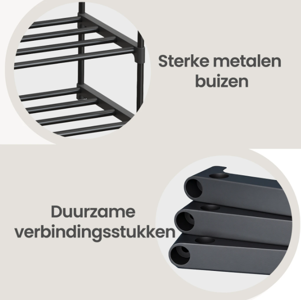 JOYFURNOS Schoenenrek 3-Laags - Zwart - 30 x 116 x 55 cm - Tot 18 Paar Schoenen