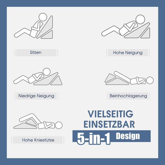 COSTWAY Wigkussen, leeskussen, rugkussen, beenkussen, geheugenschuimovertrek, wasbaar, Reflux kussen, volwassenen, bedzitkussen, ergonomisch, venussen, relaxkussen voor bed en bank, 58 x 36 x 50,5 cm