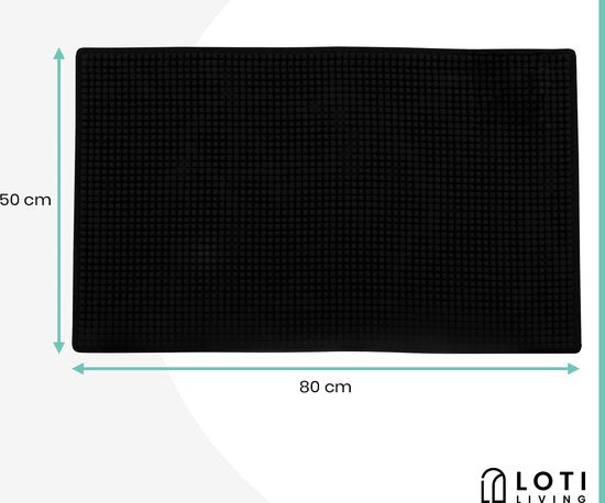 Loti Living Badmat Antislip – Douchemat – Badmat Badkamer – Vloermat - Chenille badmat - Zwart - 50x80 cm