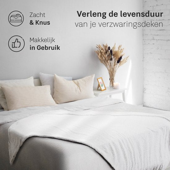 CozySense® Verzwaringsdeken Hoes 140x200 - Dubbelzijdig Materiaal - Voor Elk Seizoen - 360° Rits Technologie - Hypoallergeen & OEKO-TEX® - Wit