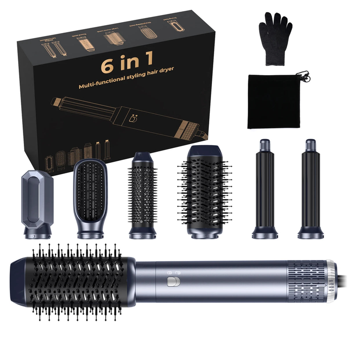 Atopskins 6-in-1 Haarstyler Volume & Glans - Föhn, Krulborstel & Stijlborstel