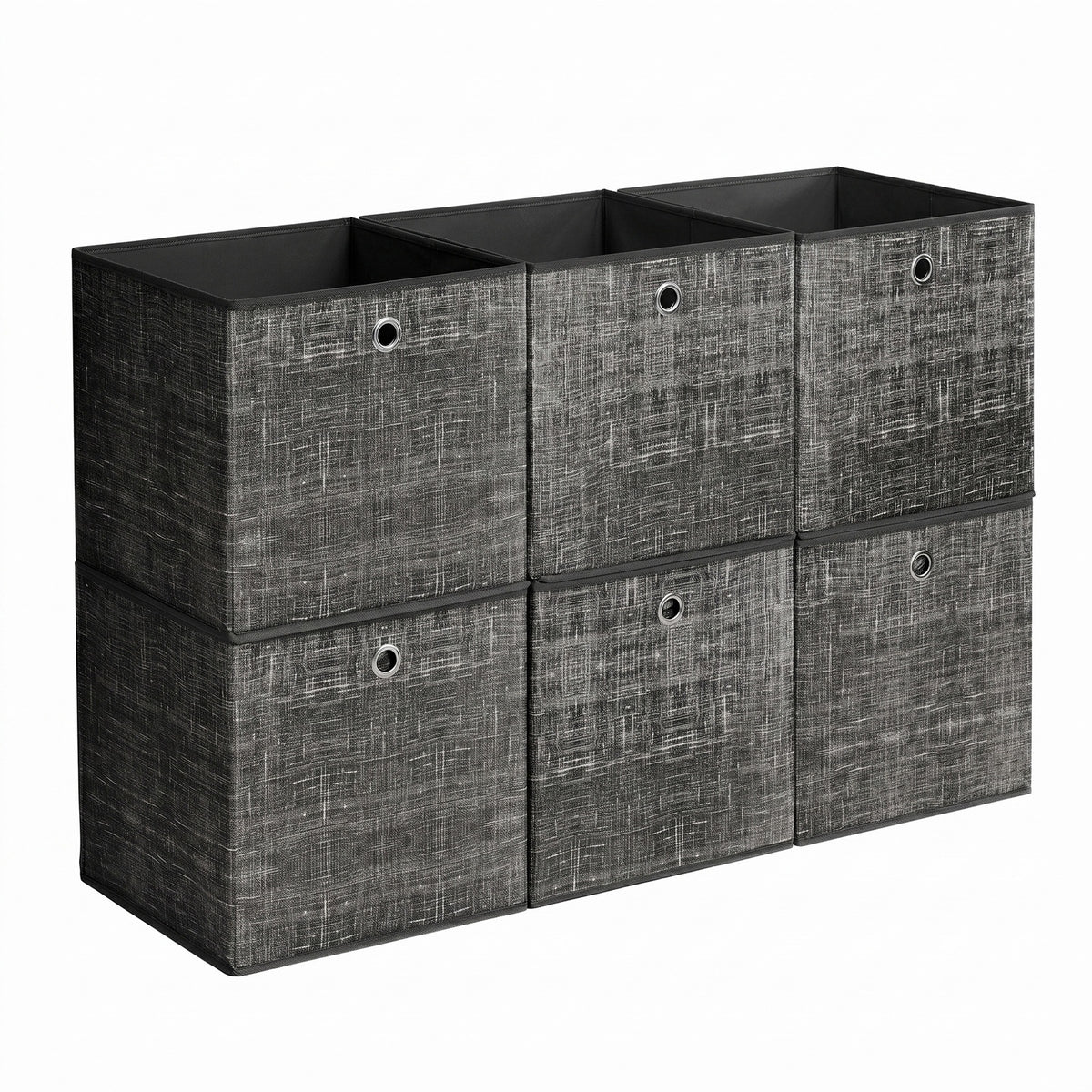 JOYFURNOS kubusopbergers, opvouwbare stoffen opbergboxen met handgrepen, set van 6, voor planken, kleding, zwart