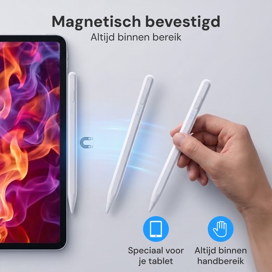 Nuvance Stylus Pen - Geschikt voor Apple iPad 2018-2026 - Touchscreen Pen - Incl. 6 Punten - Pencil