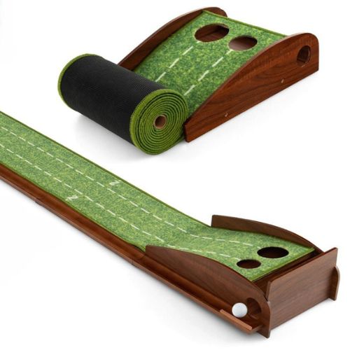 Coast Golf Mat - Automatische Balterugloop - Kreukherstellend - 302 x 37 x 15 cm - Incl. 3 Golfballen
