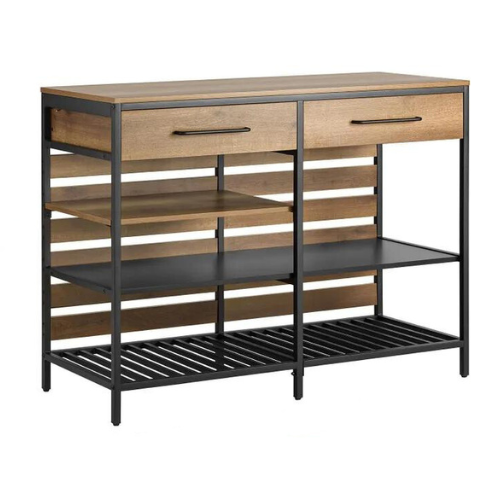 SoBuy Wandtafel - Met 2 Laden en 3 Planken -Max. 105 kg - Industrieel - 120 x 45 x 91 cm