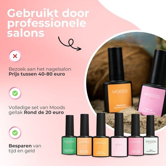 Moods Gellak 6-delige Set - Gel Nagellak - 8ML - Summer in Hawaii - Gellac - Nagels - Gellak Starterspakket - Pastel Kleuren