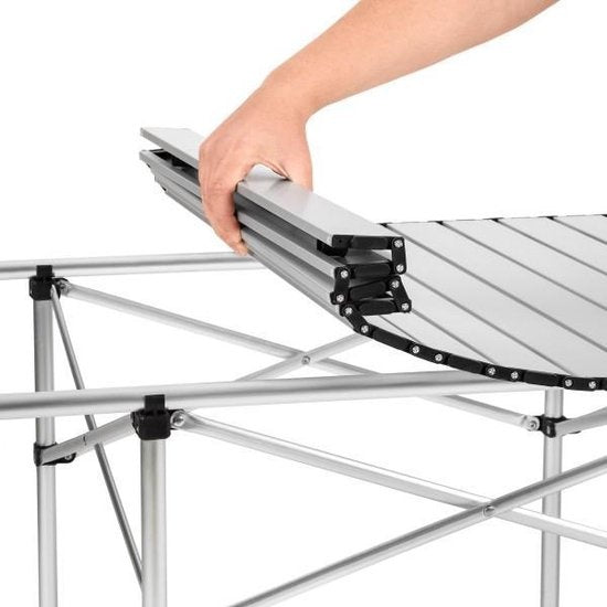 tectake® - Campingtafel - Opvouwbaar - Incl. draagtas - 140 x 70 cm - Grijs - 401170