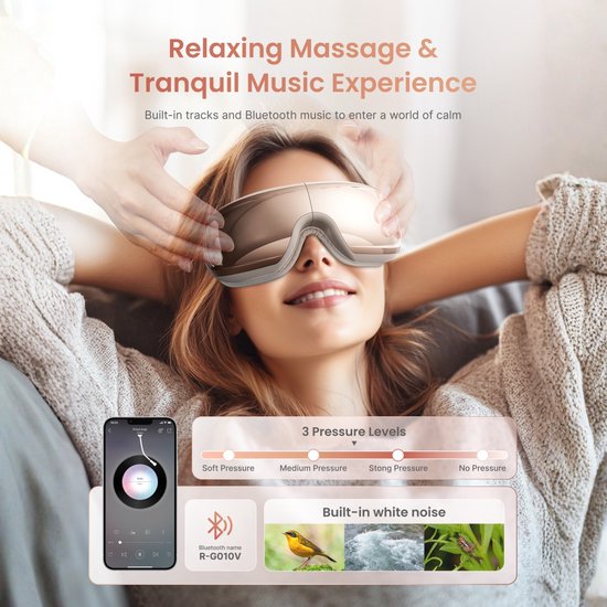 RENPHO Eyeris 3 Oogmassager - Voor rondom ogen en slapen - Warmtefunctie en verkoelende optie - Met voice control en bluetooth - Verschillende intensiteiten - Rose goud