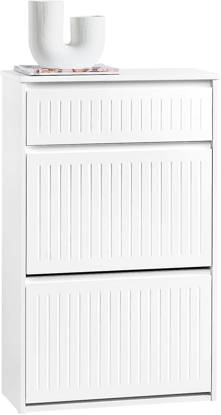 SoBuy Schoenenopbergkast - FSR165-W - 3 Lades - MDF - 61x26x100cm - Wit100