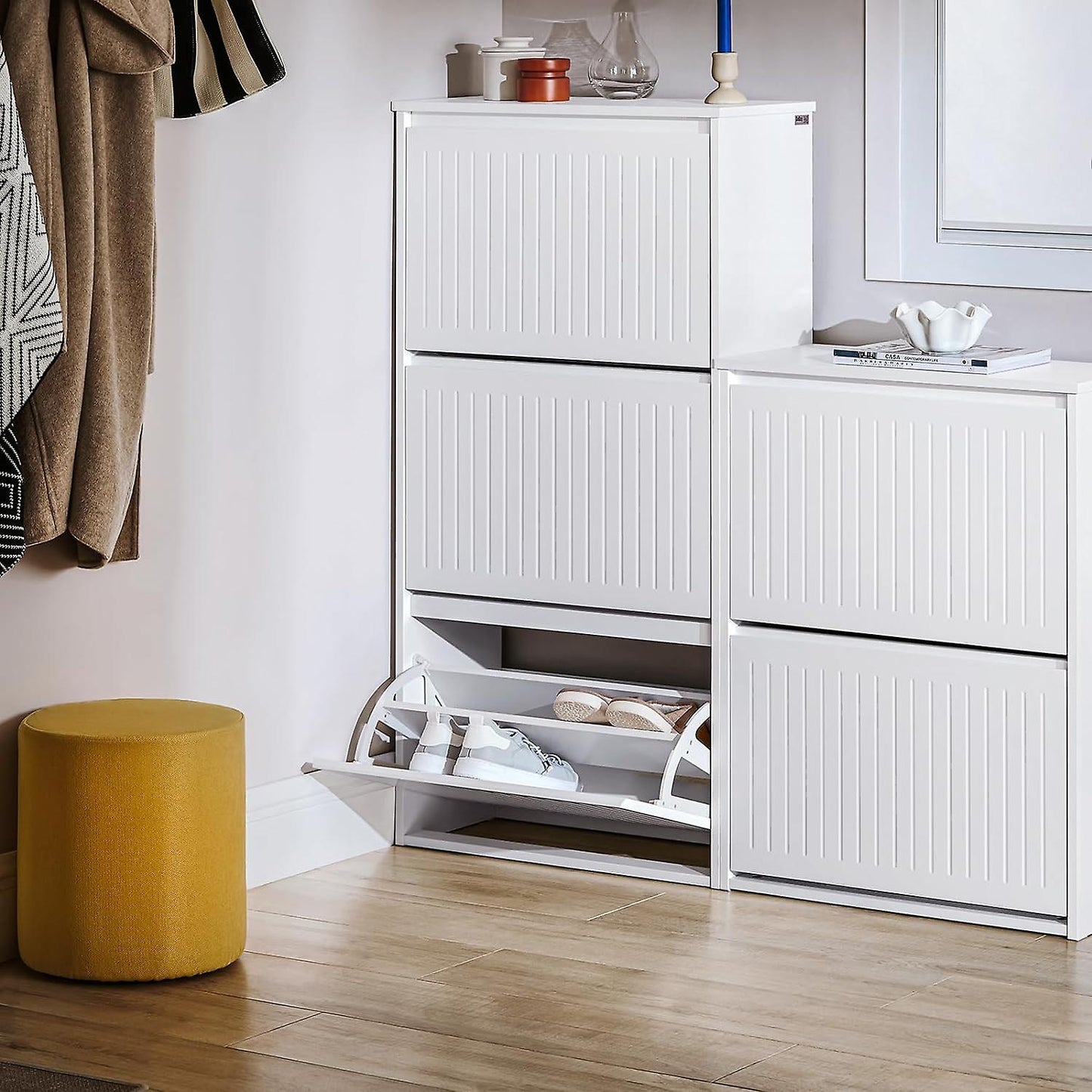 SoBuy Schoenenkast - FSR165-H-W - MDF - Max. 26kg. - 61x26x120cm - Wit