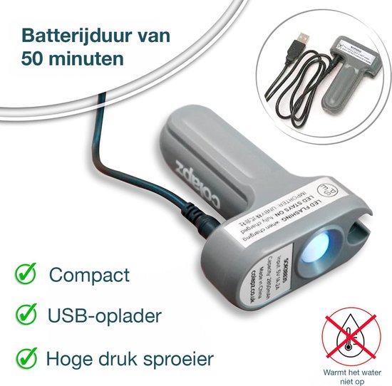 Colapz oplaadbare campingdouche met batterij, draagbare buitendouche voor honden, auto en camper, inclusief draagtas, campergadgets