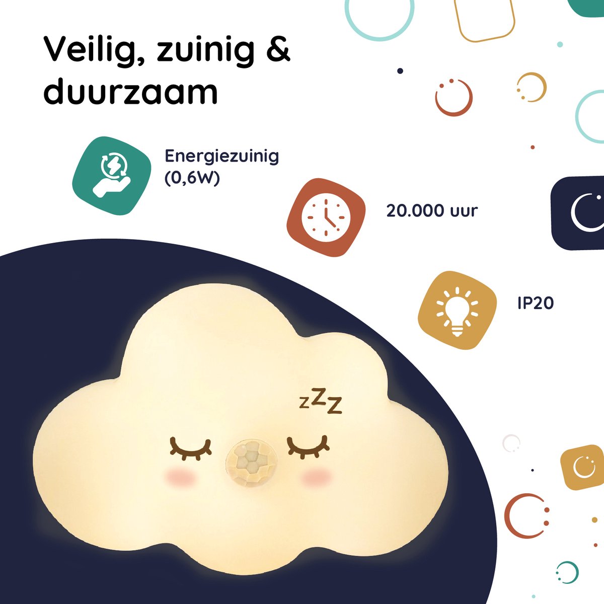 Numsy Lumo Babykamer Nachtlampje - Bewegingssensor - 4 Helderheidsstanden