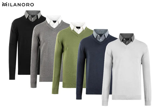 Milanoro Herenpullover Maat L - Mock Kraag - Rits - Zwart