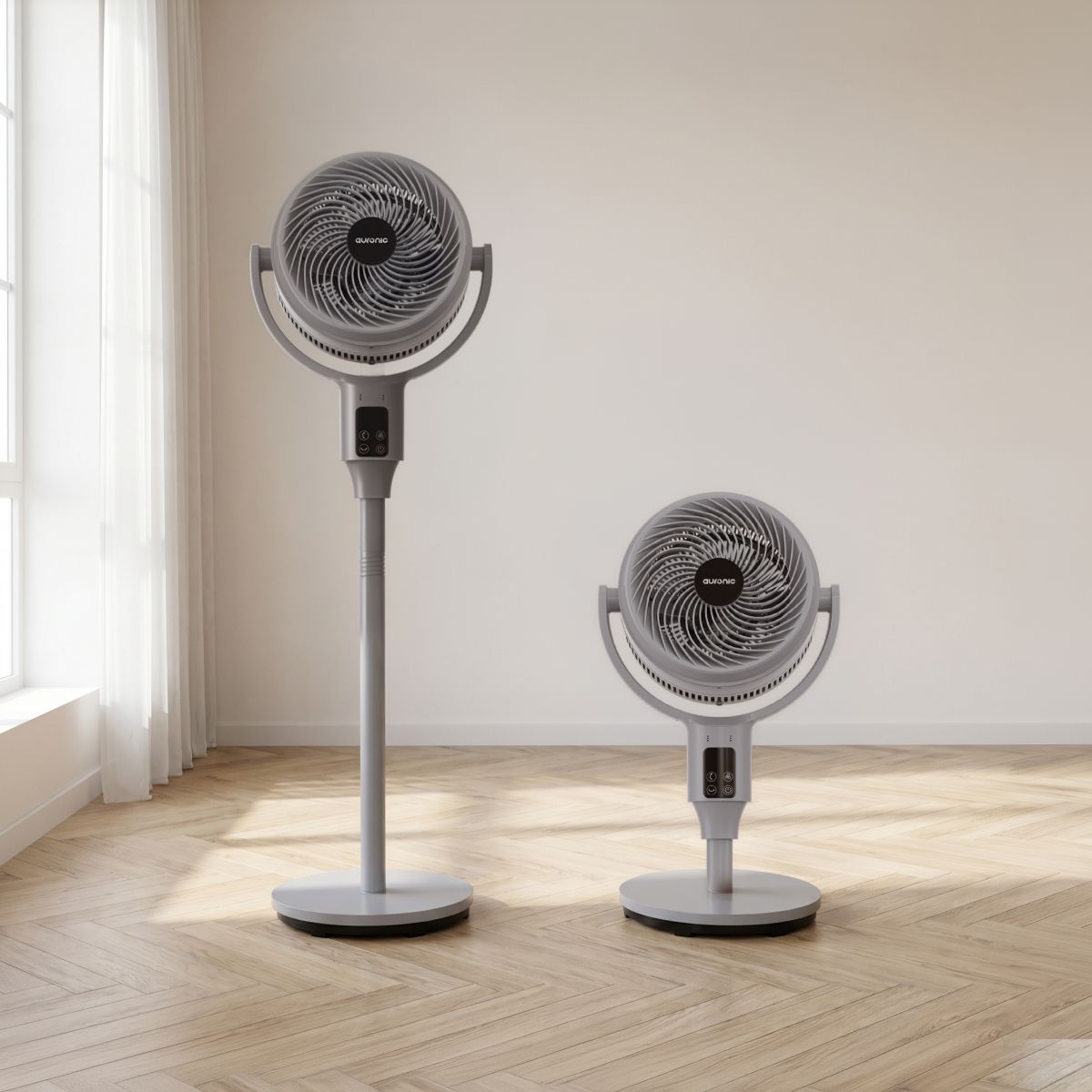 Auronic Statiefventilator - 59/108 cm - 9 Standen - 90° Oscillatie - Afstandsbediening - Fluisterstil - Grijs