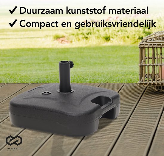 Infinity Goods Parasolvoet - Vulbaar - 40KG - Compact en Stabiel - Parasolhouder - Kunststof - Antraciet