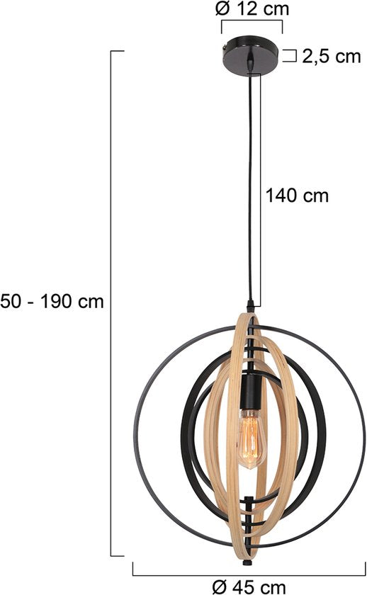Anne Lighting - hanglamp - Muoversi - naturel - hout - Ø 45cm - E27 - 3491BE