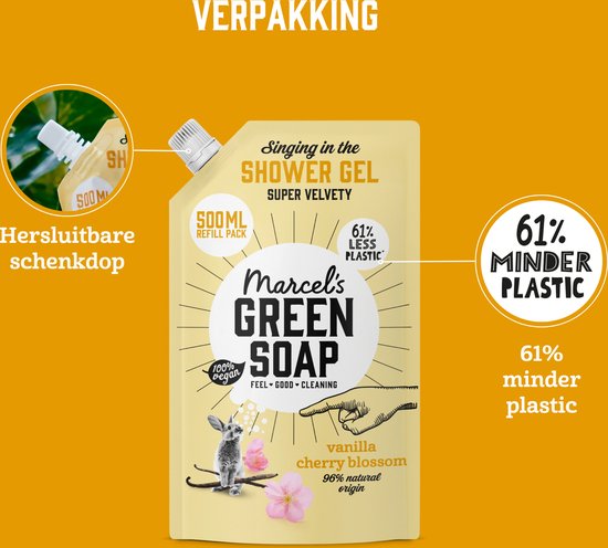 Marcel's Green Soap Shower Gel Refill - Vanille & Kersenbloesem - 500ml