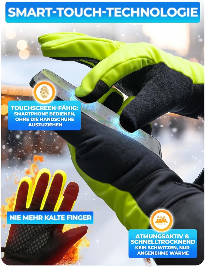 MIVELO Fietshandschoenen Winter - Geel - Maat S - 3M Thinsulate, Touchscreen