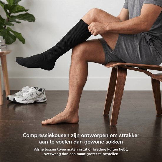 Alyze Compressie kousen - 2 paar - maat 39-42 - Steunkousen - Compressie sokken voor Hardlopen, Wandelen, Vliegtuig - Zwart