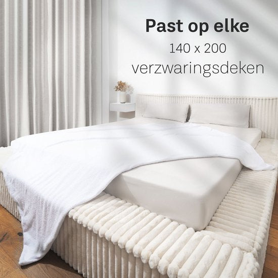 CozySense® Verzwaringsdeken Hoes 140x200 - Dubbelzijdig Materiaal - Voor Elk Seizoen - 360° Rits Technologie - Hypoallergeen & OEKO-TEX® - Wit