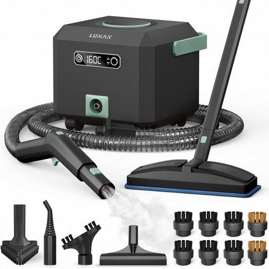 LUMAN Stoomreiniger MAX – 2600W - 60 min Stoomtijd - 2.5L Watertank – Handstoomreiniger & Tapijtreiniger - Zwart