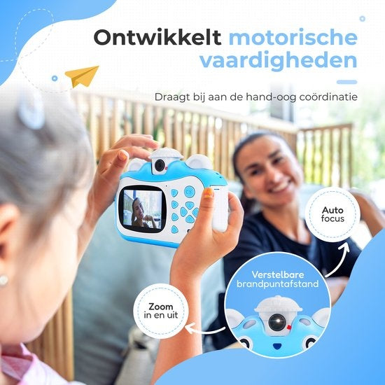 AyeKids Instant Print Kindercamera - Thermische Mini Printer - Fotoprinter - Inclusief 3 rollen & 12 Kleur Stiften - Blauw