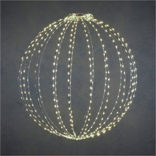Luca Lighting Kerstverlichting Bal met Klassiek Witte LED Lampjes - Ø40 cm - Zilver