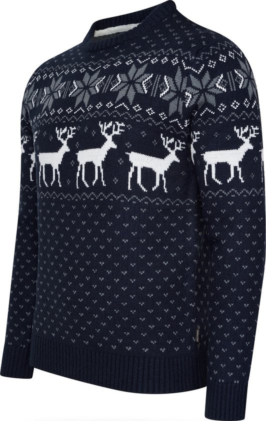 Cappuccino Italia - Heren Trui Noorse Trui - Blauw - Maat XL