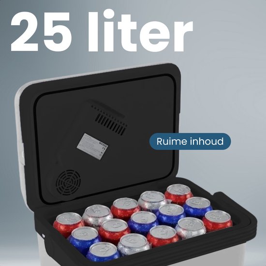 Auronic Koelbox Elektrisch 12V en 230 volt - 25L - Camping Koelkast - Auto - Koelen en Verwarmen - Frigobox - Lichtgrijs