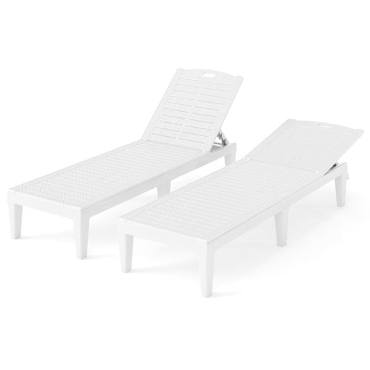 Coast Ligstoelen Set van 2 - verstelbare rugleuning - kunststof weerbestendig - wit