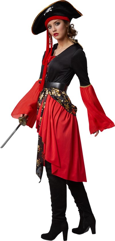 Dressforfun Vrouwenkostuum piratenkoningin XL - verkleedkleding kostuum halloween verkleden feestkleding carnavalskleding carnaval feestkledij partykleding - 301777