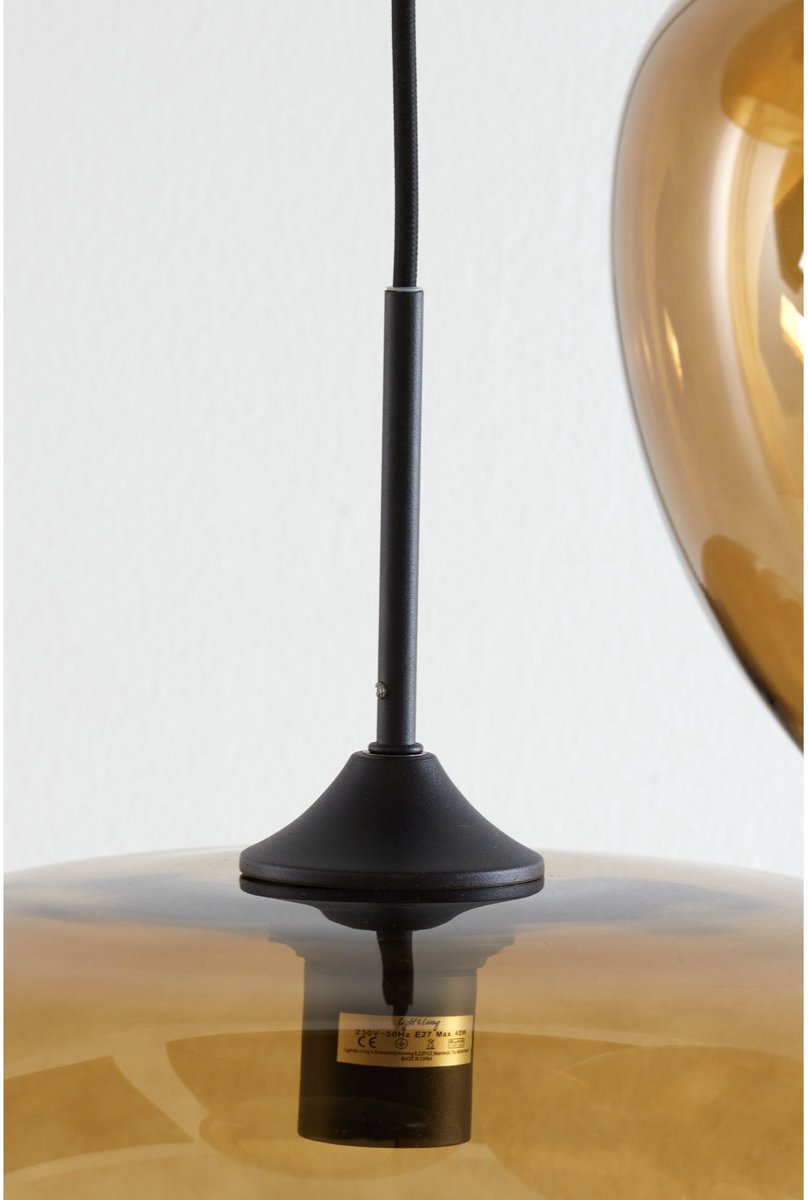 Light & Living Hanglamp Mayson - Bruin Glas - Ø40cm - 3L - Modern - Hanglampen Eetkamer, Slaapkamer, Woonkamer