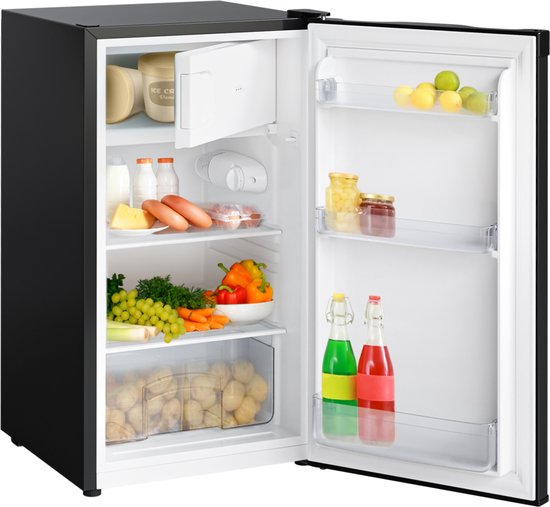 KitchenBrothers Koelkast - 81L - Tafelmodel Koelkast met Vriesvak - IJskast - Koelvriescombinatie - Frigo - Vrijstaand - Zwart