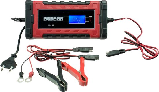 Absaar Acculader Pro 6.0 (12/24v - 6a) 0-120/180ah Rood/zwart
