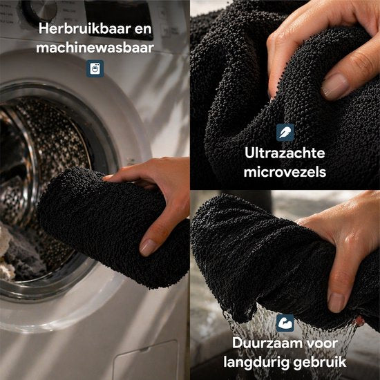 Luft ultra absorberende Microvezel Droogdoek - 60 x 80 - Badkamer en Auto - Microvezeldoekjes - Sterk - Zwart - 1300 GSM